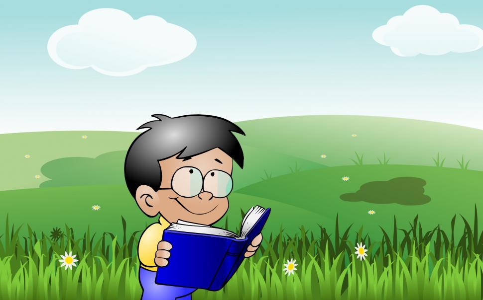 Free Image of kid reading outdoor  