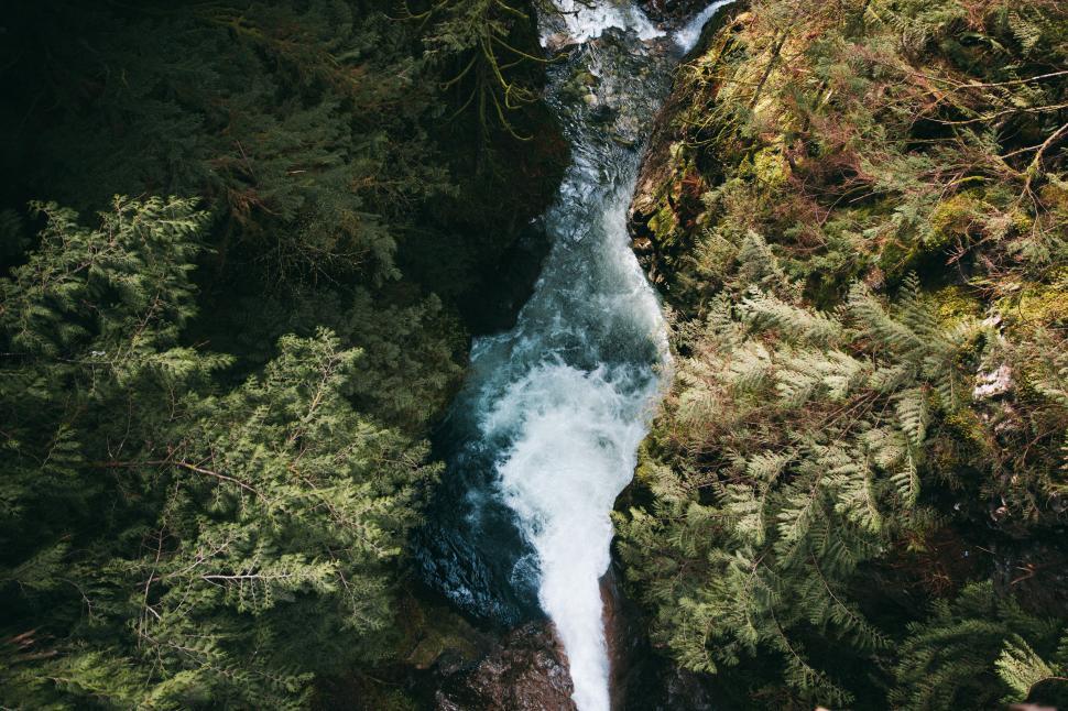 Free Image of A waterfall from hills 