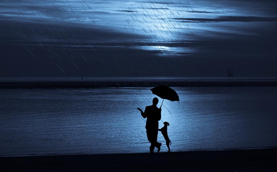 Free Image of man and dog Silhouette  