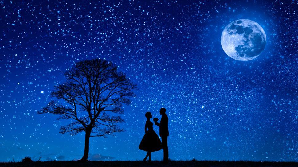 Download Free Stock Photo of lovers Silhouette  