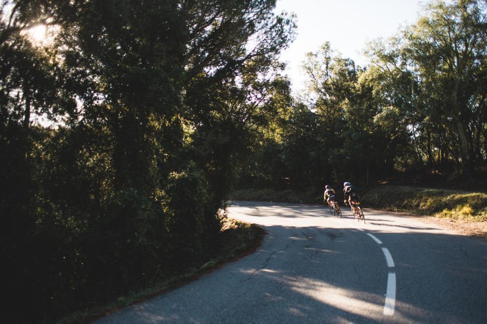 Free Image of Cyclists on a curvy road 