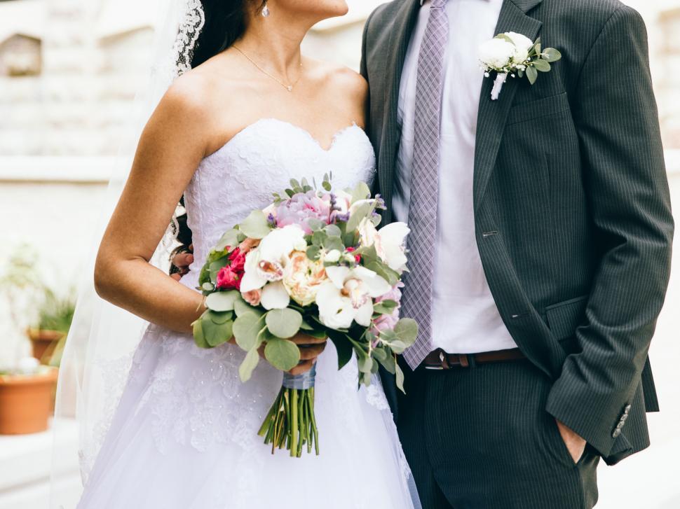 Free Image of Bride and groom together 