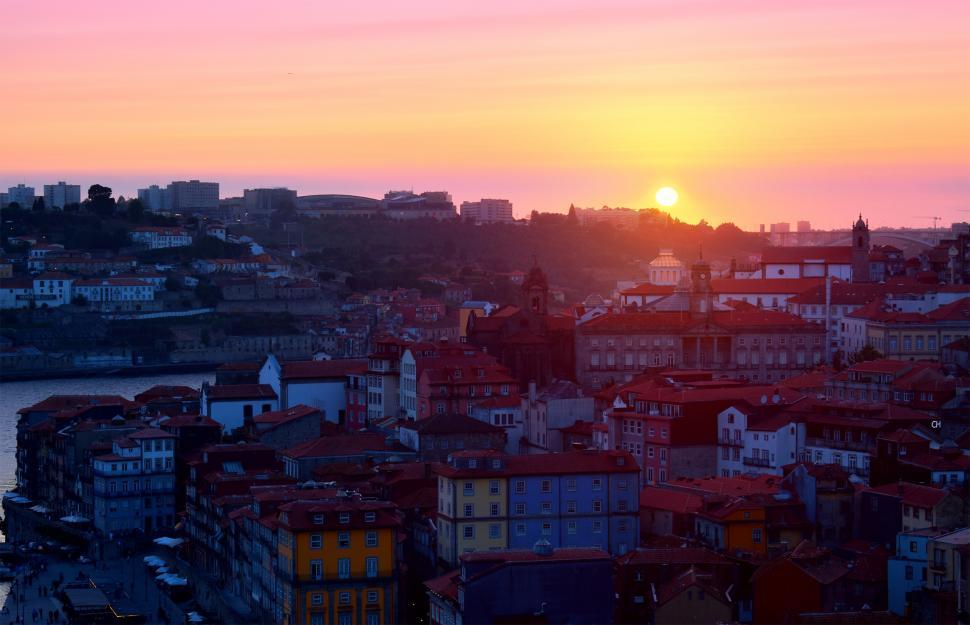 Free Image of Sunset - Porto - Old Town - Ribeira - Northern Portugal 