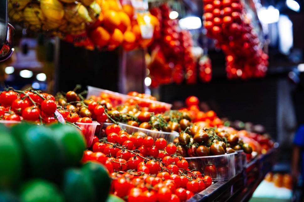 Free Image of Fresh tomatoes in the market 