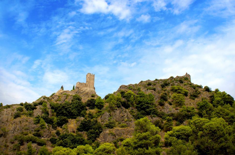Free Image of Chateaux de Lastours from Afar - Famous Cathar Castle 