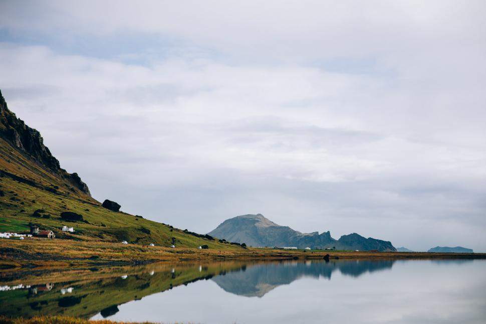 Free Image of Reflection of mountains in a glassy Iceland lake 