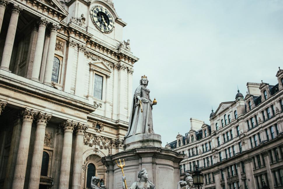 Download Free Stock Photo of Statue of Queen Anne of Britain at St. Paul s Cathedral 