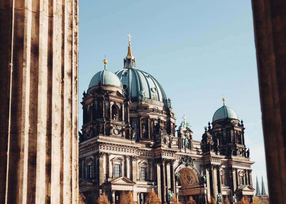 Free Image of Berlin cathedral through columns 