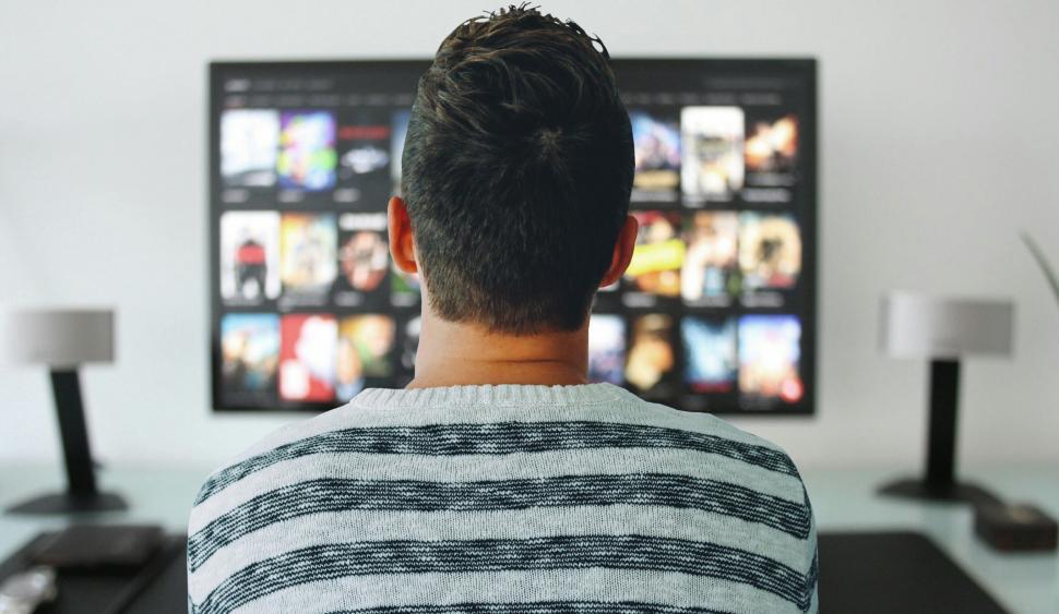 Download Free Stock Photo of man watching TV  