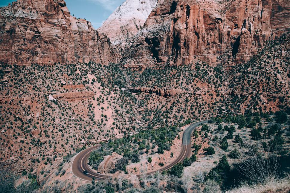 Free Image of Route 66 winding through grand canyon 