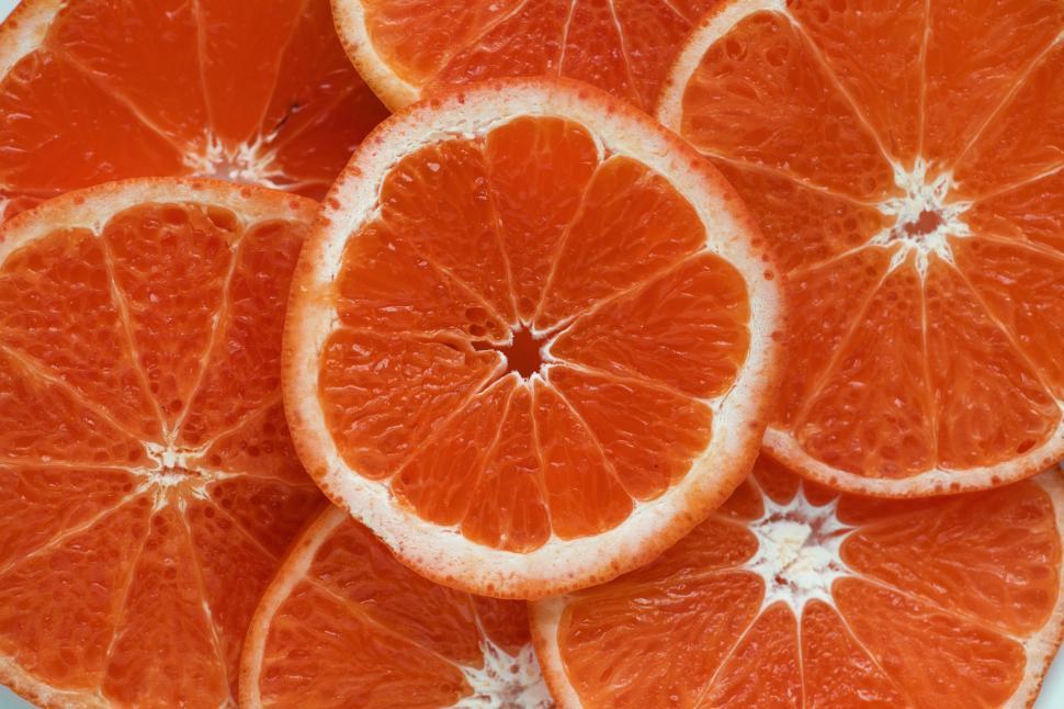 Free Image of Flat layer of tangerine slices 