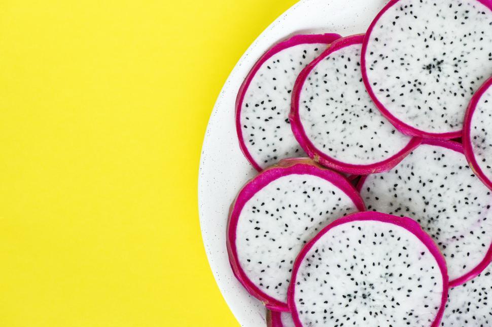Free Image of Layer of dragon fruit slices 