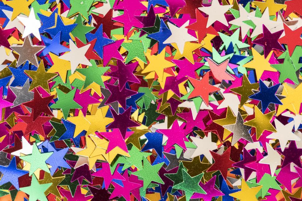 Free Image of Colorful star shaped confetti 