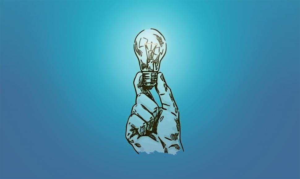 Free Image of Hand Holding Light Bulb - Drawing  