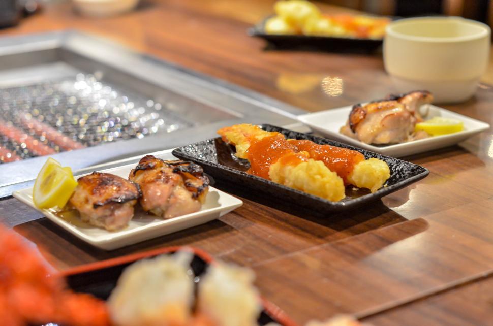 Free Image of Plates at Buffet in Japanese Restaurant  