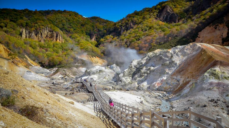 Free Image of Sightseeing at a Volcano in Japan  