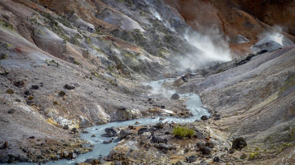 Free Image of Steaming Stream from Volcano in Japan  