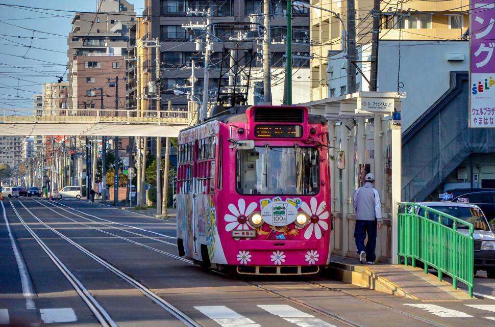 Free Image of Japanese Train in City  