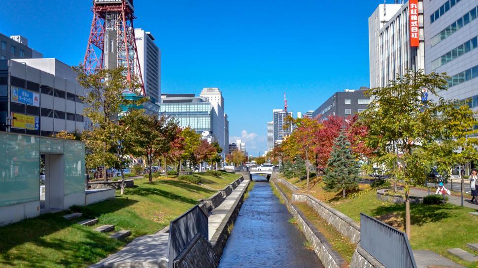 Download Free Stock Photo of Clean City Canal in Japan  