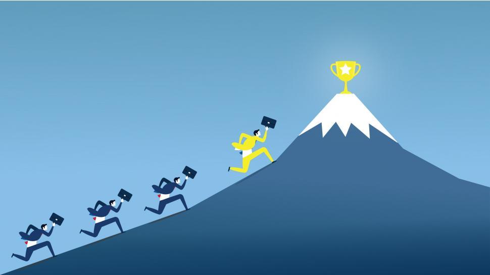 Free Image of Businessmen Climbing Mountain - Trophy  