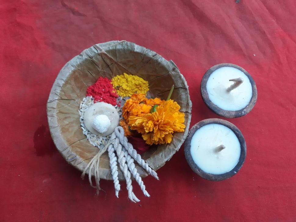Free Image of Worship Offerings and Candles 