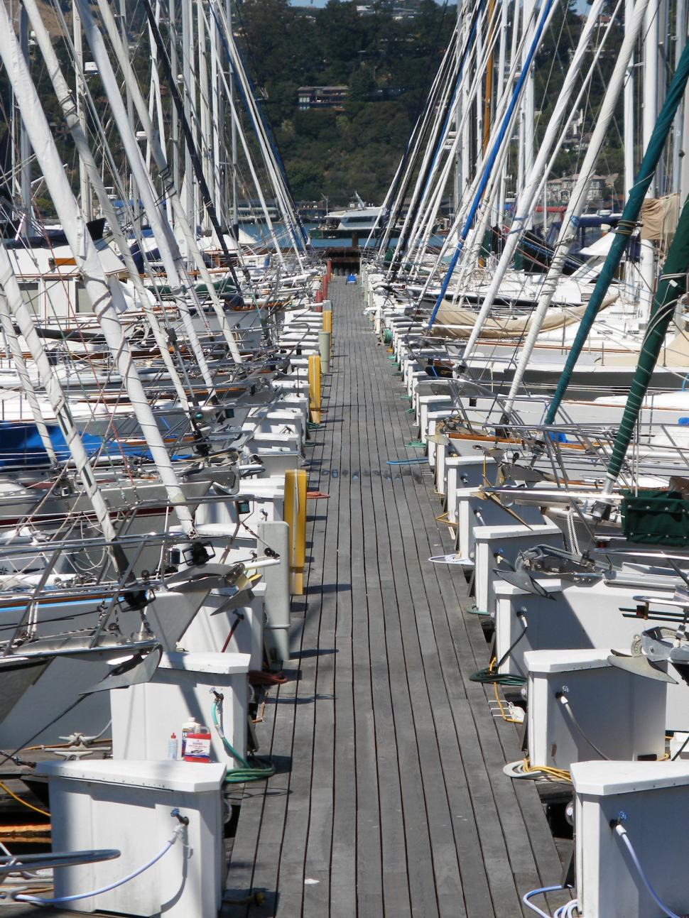 Free Image of Row of Sailboats on Pier 