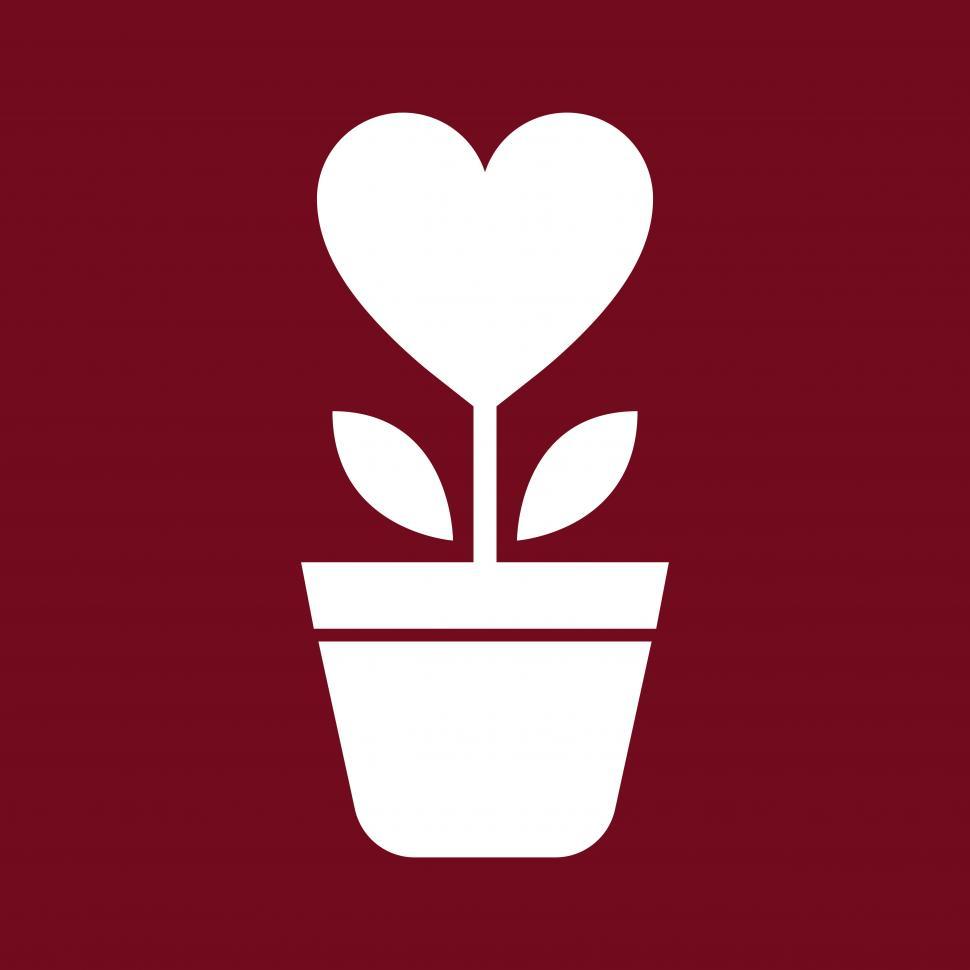 Free Image of Heart flower in a pot vector icon 