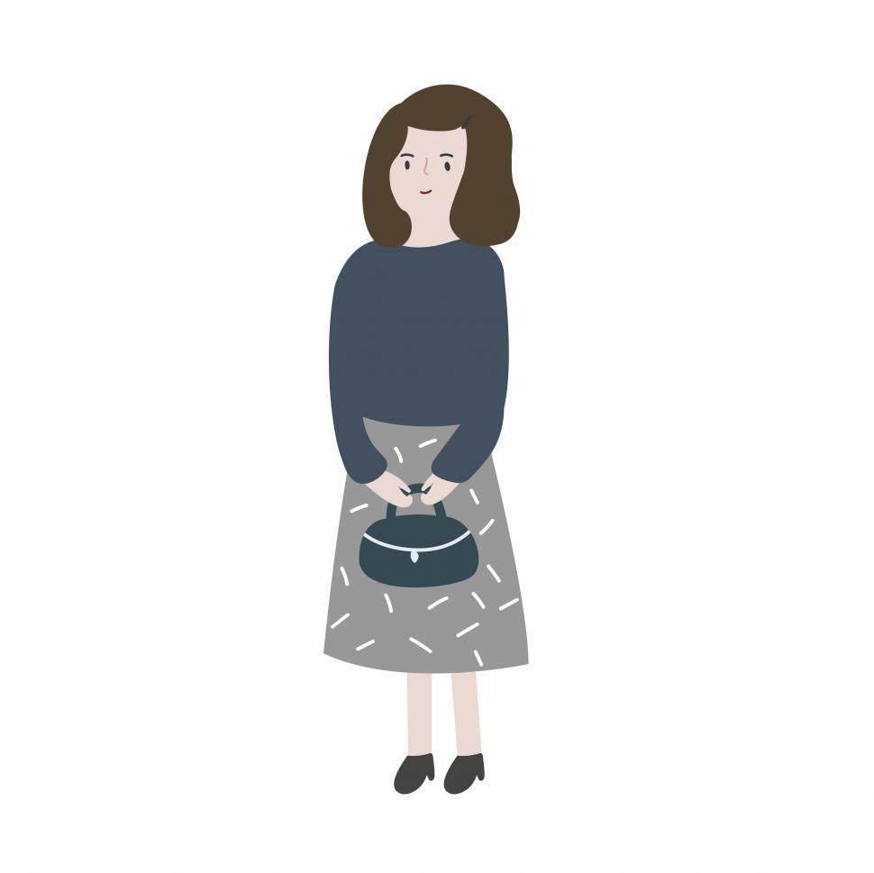 Free Image of Animated image of a woman carrying a purse 