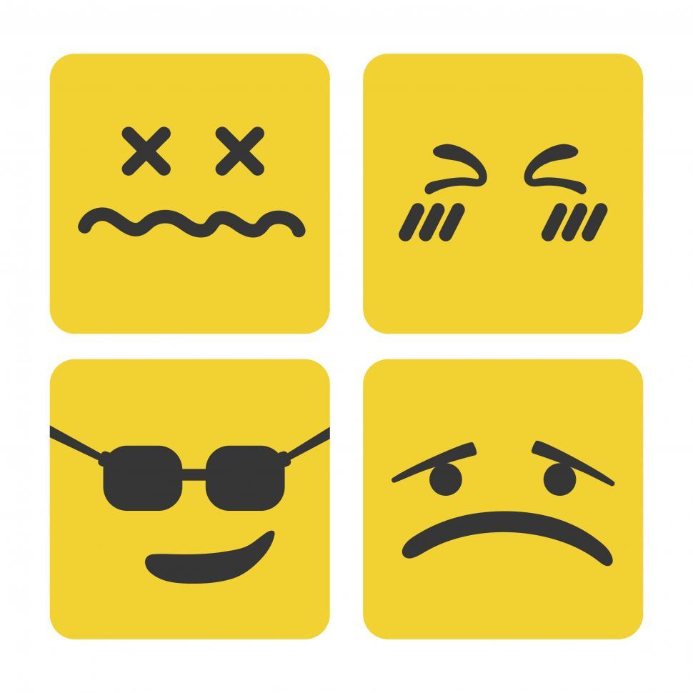 Free Image of Emotions expressed with black color in yellow squares 