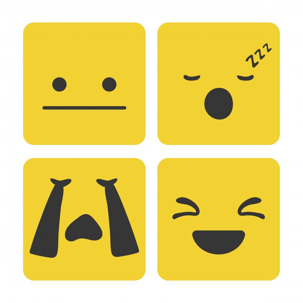 Free Image of Emotions expressed with black color in yellow squares 
