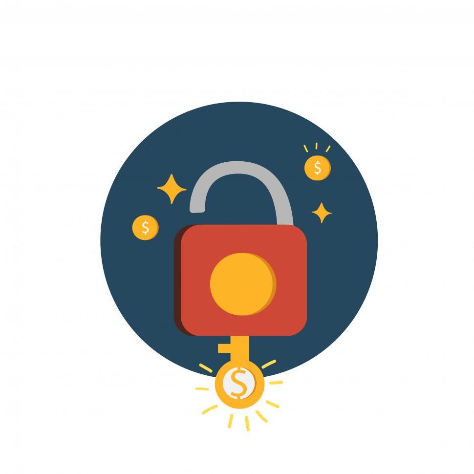Free Image of Padlock with dollar sign key icon vector 