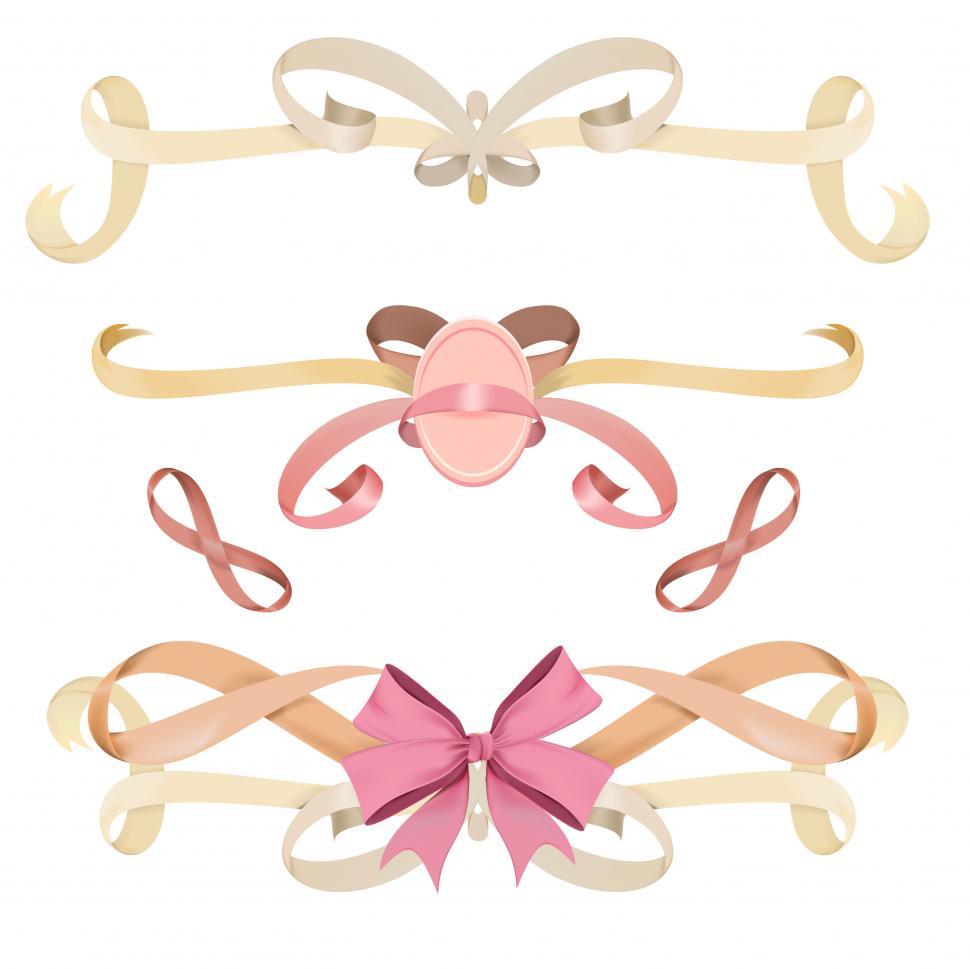 Free Image of Ribbon and bow banner icons vector 