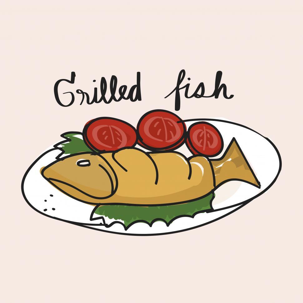Free Image of Grilled fish vector icon 