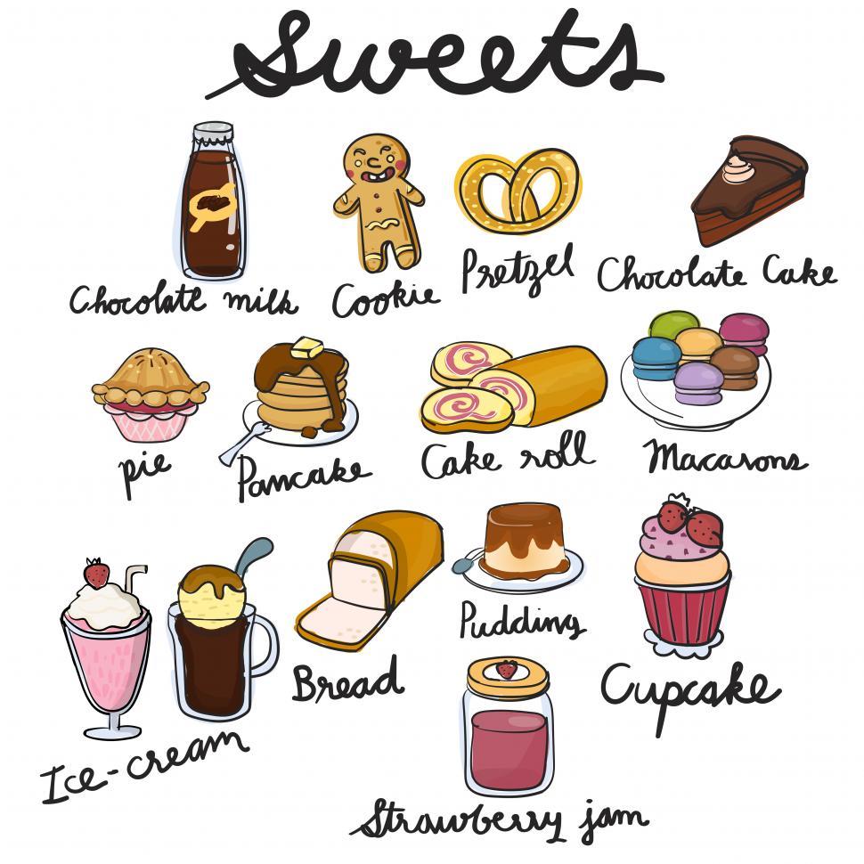 Free Image of Various confectionery and bakery items vector icons 