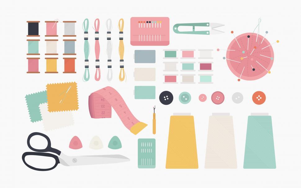 Download Free Stock Photo of Tailoring materials vector icons 