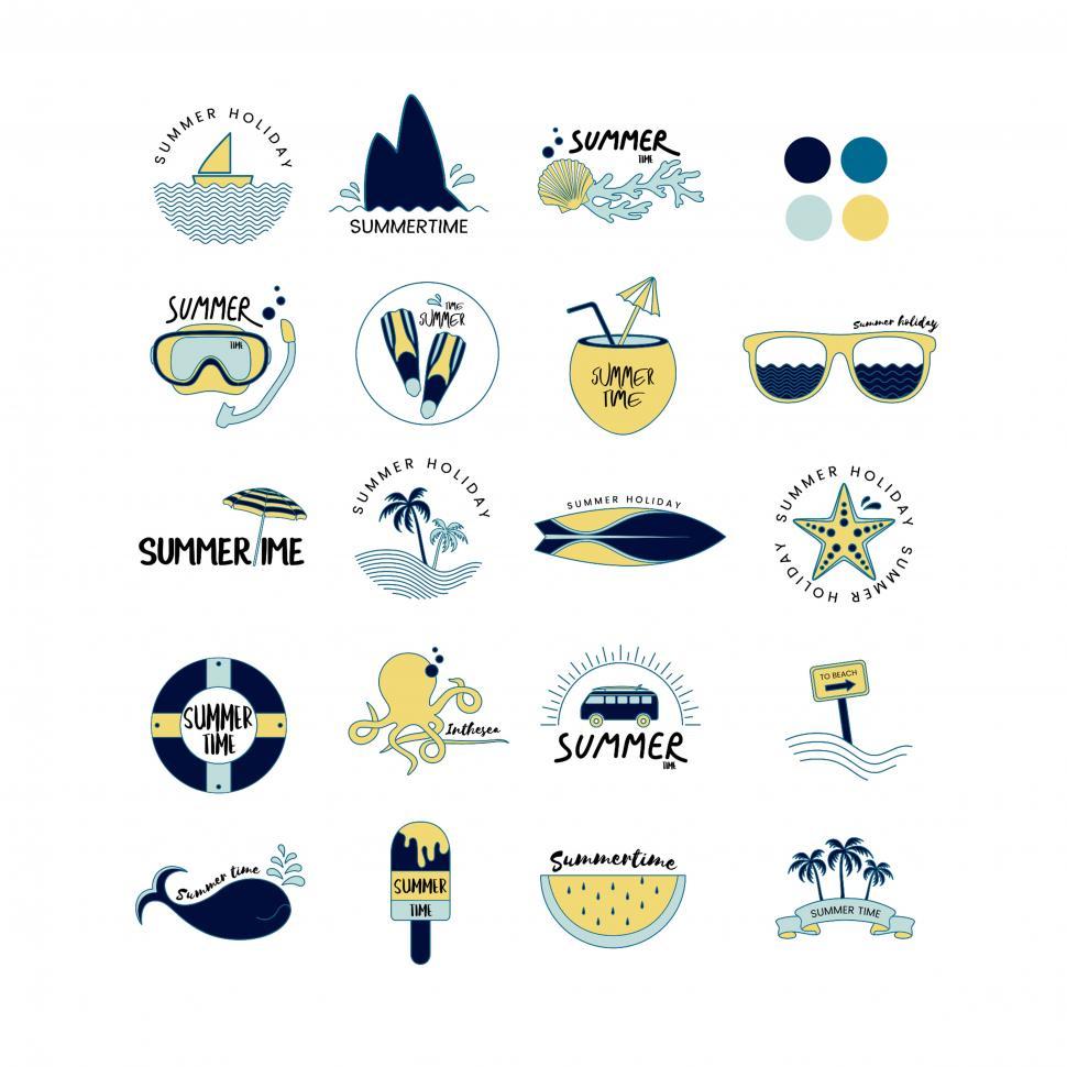 Free Image of A collection of summer adventure vector icons 