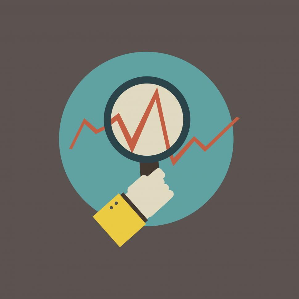 Free Image of Growth chart with magnifying glass in a hand vector icon 