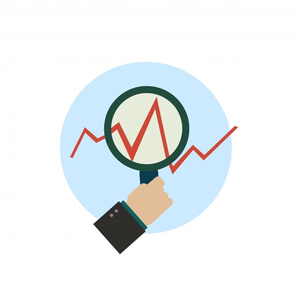 Free Image of Growth chart with magnifying glass in a hand vector icon 