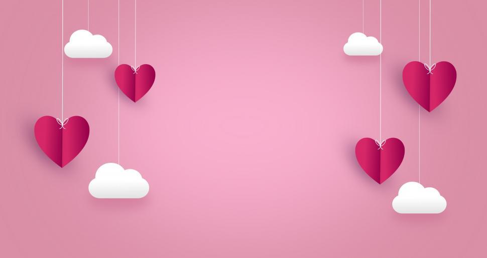 Free Image of Love Concept - Hearts in Clouds - with Copyspace  