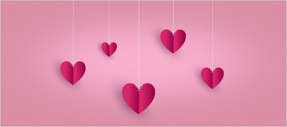 Free Image of Love Concept - Hearts on Pink - with Copyspace  