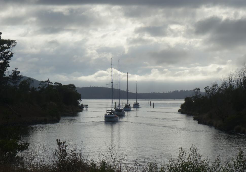 Free Image of Four Yachts in Line  