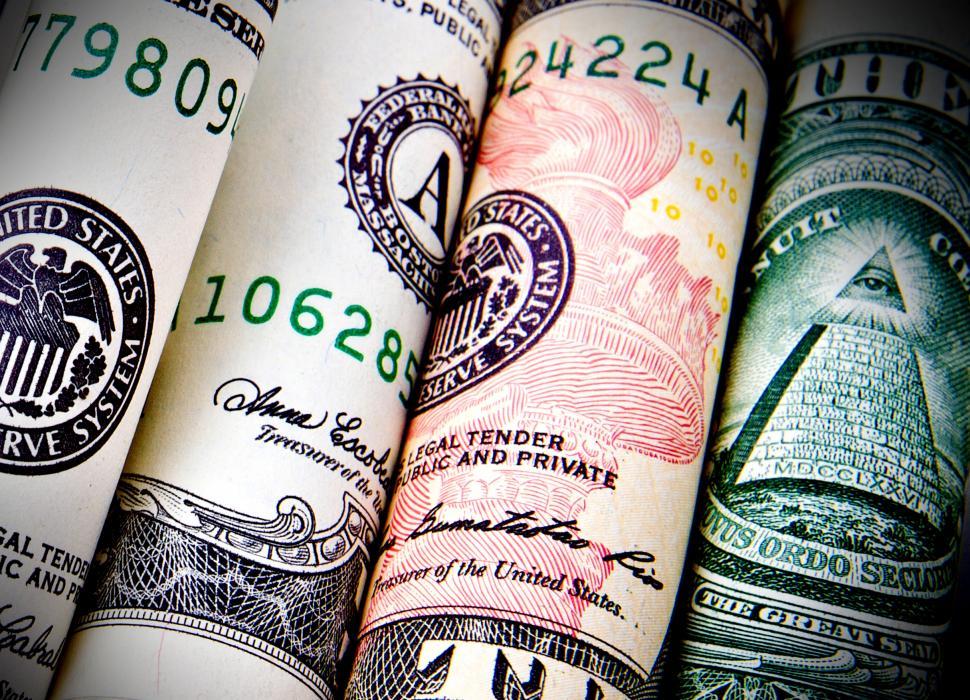 Free Image of Rolled Dollar Bills - Close-Up 