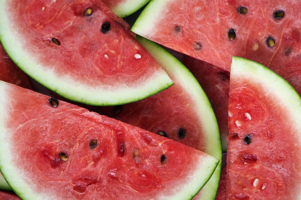 Free Image of Close up of watermelon slices 