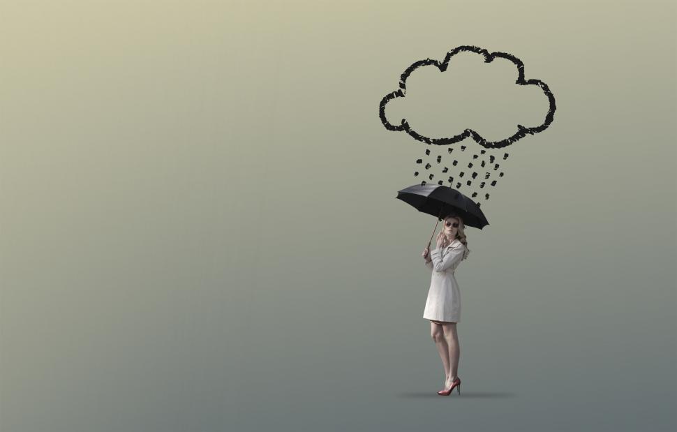 Download Free Stock Photo of Confident Woman Under Storm Cloud - Self Confidence Concept - Wi 