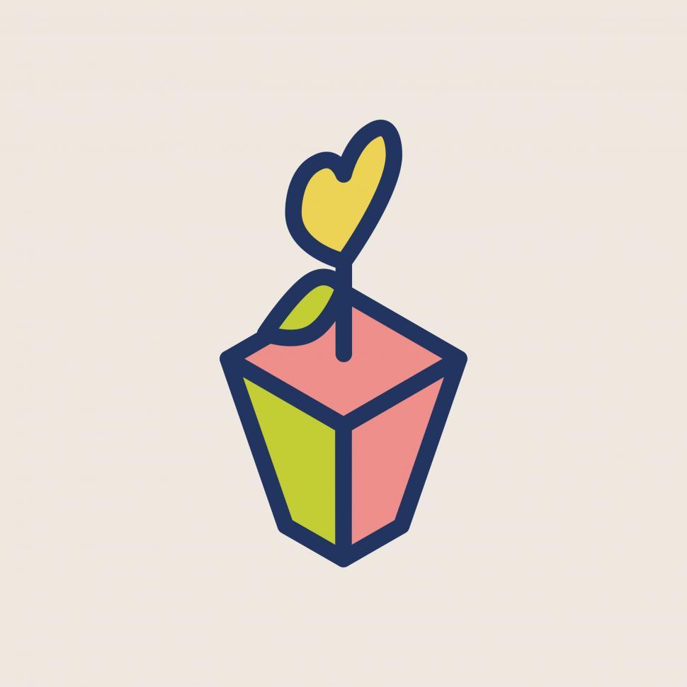 Free Image of Heart shaped flower in a pot vector icon 