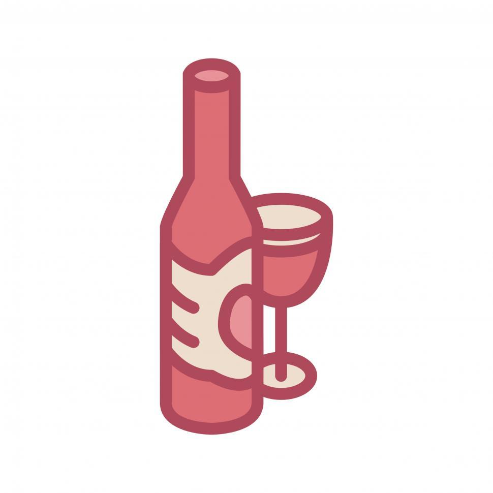 Free Image of Wine bottle and glass icon 
