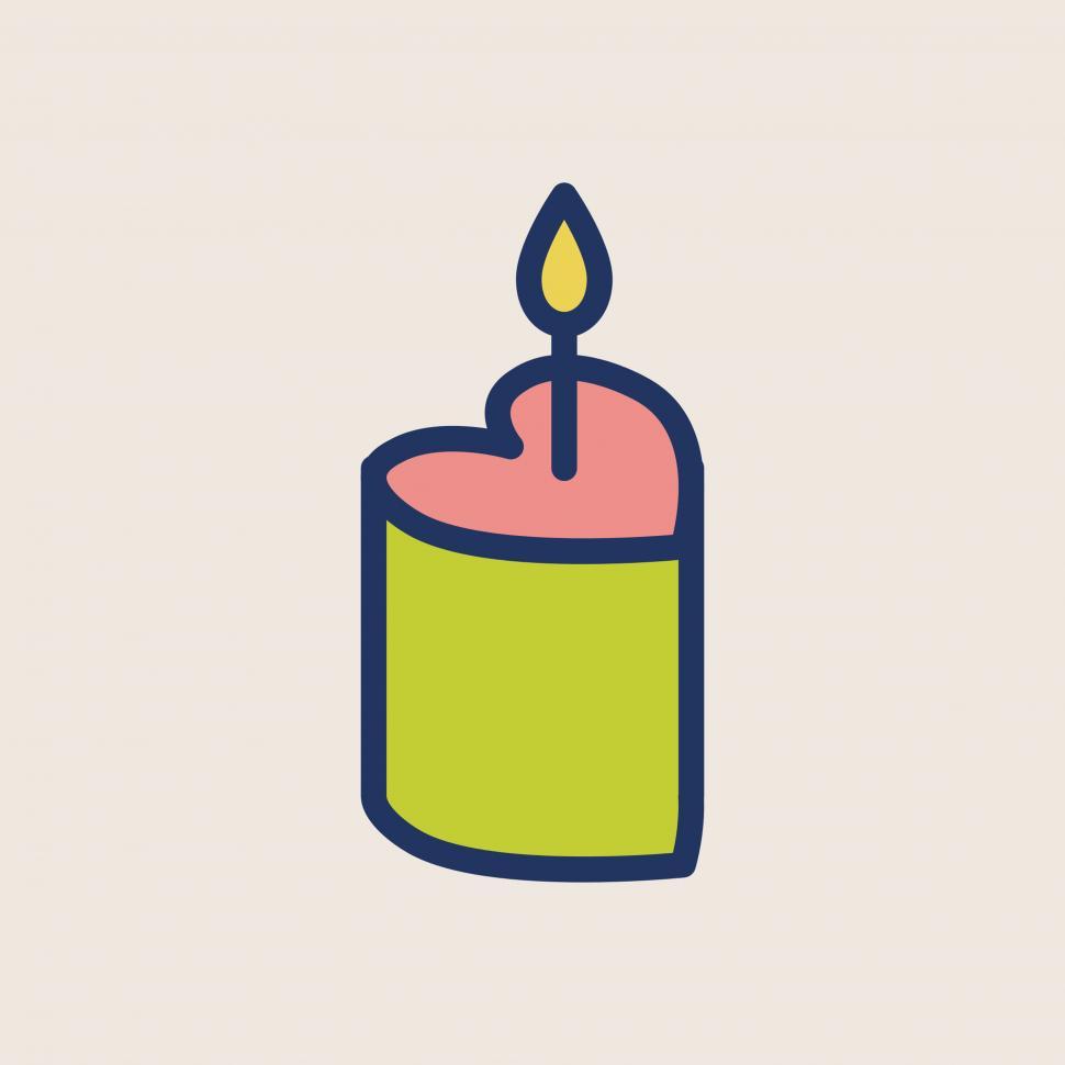 Free Image of Heart shaped cake with a candle vector icon 