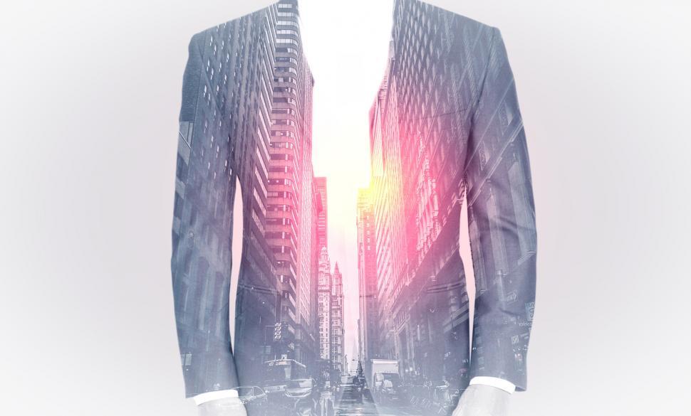 Free Image of Double Exposure of Man Over Cityscape and Lens Flare- Success an 