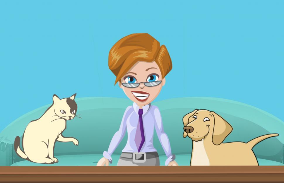Free Image of Woman with cat and dog  