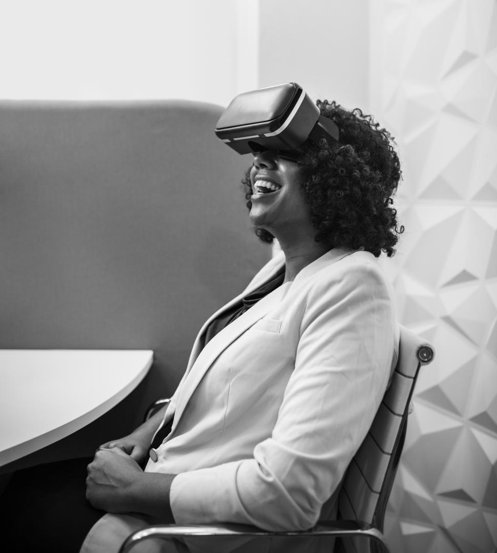 Download Free Stock Photo of Virtual reality headset experience 